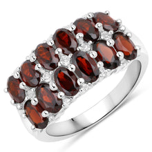 Load image into Gallery viewer, 3.52 Carat Genuine Garnet and White Topaz .925 Sterling Silver Ring
