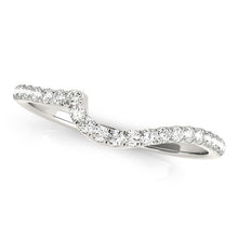 Load image into Gallery viewer, 14k White Gold Round Pave Setting Curved Diamond Wedding Ring (1/5 cttw)
