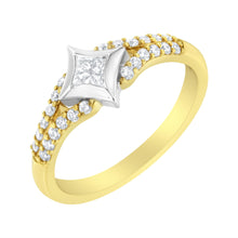 Load image into Gallery viewer, 10K Two Tone Color 1/2 Cttw Diamond Kite and Split Shank Ring (H-I Color,SI2-I1 Clarity)
