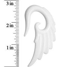 Load image into Gallery viewer, 0G White Acrylic Angel Wing Hanger Taper Plug Set
