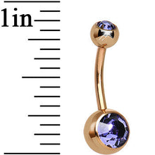 Load image into Gallery viewer, Tanzanite Purple CZ Rose Gold Plated Belly Ring
