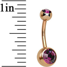 Load image into Gallery viewer, Dark Purple CZ Rose Gold Plated Belly Ring
