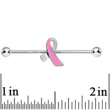 Load image into Gallery viewer, Pink Ribbon Breast Cancer Awareness Industrial Barbell 38mm

