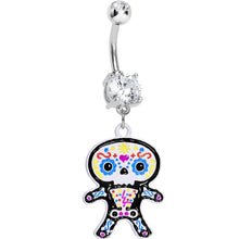 将图片加载到图库查看器，Crystalline Gem Cute Sugar Skull Baby Charm Dangle Belly Ring
