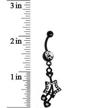 Load image into Gallery viewer, Crystalline Gem Black Heart Cherries Hollow Star Dangle Belly Ring

