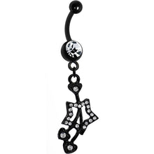 Load image into Gallery viewer, Crystalline Gem Black Heart Cherries Hollow Star Dangle Belly Ring
