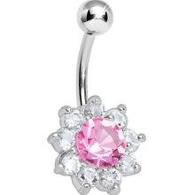 Load image into Gallery viewer, Pink and Crystalline Royal Gem Flower Belly Ring
