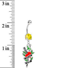 将图片加载到图库查看器，Yellow Gem Love Never Dies Tattoo Charm Dangle Belly Ring
