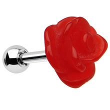 Load image into Gallery viewer, 16G 1/4 Red Acrylic Rose Flower Tragus Cartilage Earring
