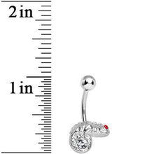 将图片加载到图库查看器，Clear Gem Lay Low Lizard Belly Ring
