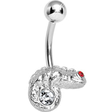 将图片加载到图库查看器，Clear Gem Lay Low Lizard Belly Ring
