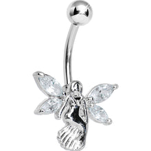 Load image into Gallery viewer, Stainless Steel Clear Gem Winged Angel Belly Ring

