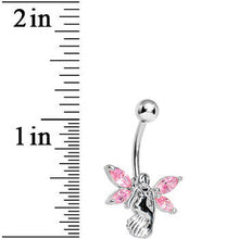 Load image into Gallery viewer, Stainless Steel Pink Gem Winged Angel Belly Ring

