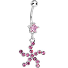 将图片加载到图库查看器，Pink Star Gem Pink Starfish Dangle Belly Ring
