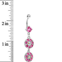 将图片加载到图库查看器，Pink Gem Dazzling Double Drop Dangle Belly Ring
