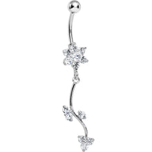将图片加载到图库查看器，Crystalline Gem Trailing Vine and Flower Dangle Belly Ring
