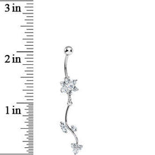 将图片加载到图库查看器，Crystalline Gem Trailing Vine and Flower Dangle Belly Ring

