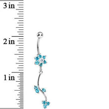 将图片加载到图库查看器，Aqua Gem Trailing Vine and Flower Dangle Belly Ring
