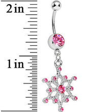 将图片加载到图库查看器，Pink Gem Winter Daydream Snowflake Dangle Belly Ring
