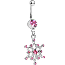 将图片加载到图库查看器，Pink Gem Winter Daydream Snowflake Dangle Belly Ring

