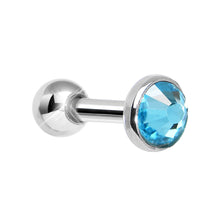 Load image into Gallery viewer, 4mm Aqua Gem Tragus Cartilage Barbell Earring
