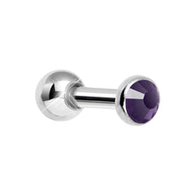 Load image into Gallery viewer, 3mm Purple Gem Tragus Cartilage Barbell Earring
