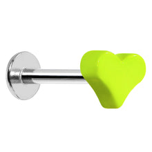 Load image into Gallery viewer, 16G Yellow Neon Heart Labret Monroe Tragus Ring - 5/16
