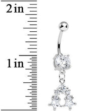 将图片加载到图库查看器，Clear Gem Twin Stars Dangle Belly Ring
