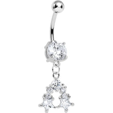 将图片加载到图库查看器，Clear Gem Twin Stars Dangle Belly Ring

