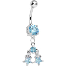 将图片加载到图库查看器，Aqua Gem Twin Stars Dangle Belly ring
