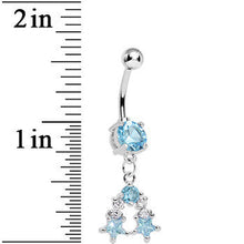 将图片加载到图库查看器，Aqua Gem Twin Stars Dangle Belly ring
