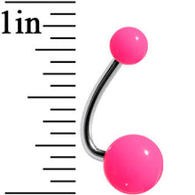 Load image into Gallery viewer, Neon Pink Petunia Acrylic J-Bar Belly Ring
