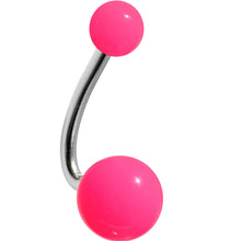 Load image into Gallery viewer, Neon Pink Petunia Acrylic J-Bar Belly Ring

