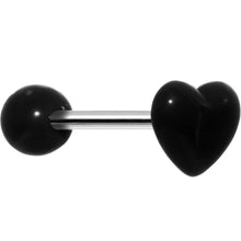 Load image into Gallery viewer, 14G Black Beating Heart Straight Barbell Tongue Ring 5/8
