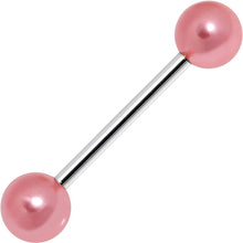 Load image into Gallery viewer, Pink Faux Pearl Acrylic Barbell Tongue Ring
