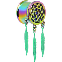 Load image into Gallery viewer, 0G Rainbow Titanium Dreamcatcher Dangle Tunnel Sizes 00G to 1 Inch
