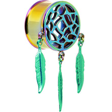 Load image into Gallery viewer, 0G Rainbow Titanium Dreamcatcher Dangle Tunnel Sizes 00G to 1 Inch
