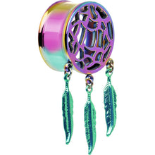Load image into Gallery viewer, 0G Rainbow Titanium Dreamcatcher Dangle Tunnel Sizes 00G to 1 Inch
