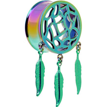 Load image into Gallery viewer, 0G Rainbow Titanium Dreamcatcher Dangle Tunnel Sizes 00G to 1 Inch
