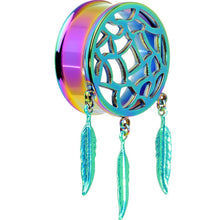 Load image into Gallery viewer, 0G Rainbow Titanium Dreamcatcher Dangle Tunnel Sizes 00G to 1 Inch

