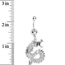 Load image into Gallery viewer, Clear Gem Chinese Dragon Charm Dangle Belly Ring
