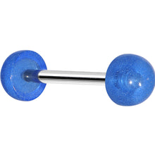 Load image into Gallery viewer, Blue Acrylic Half Ball Pixie Dust Barbell Tongue Ring
