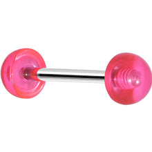 Load image into Gallery viewer, Pink Acrylic Half Ball Pixie Dust Barbell Tongue Ring
