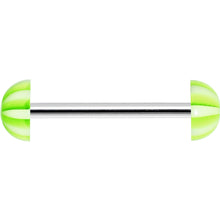 Load image into Gallery viewer, Green White Striped Acrylic Half Ball Barbell Tongue Ring
