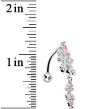 Load image into Gallery viewer, Top Mount Pink Gem Silvery Symmetry Dangle Belly Ring
