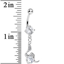 将图片加载到图库查看器，Clear Gem Squiggly Serpent Gem Dangle Belly Ring
