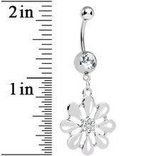 Load image into Gallery viewer, Clear Gem Pretty White Petals Flower Charm Belly Ring

