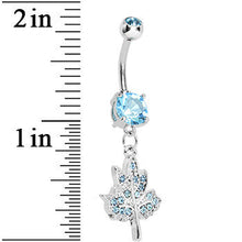 将图片加载到图库查看器，Aqua Gem Icy Leaf Drop Charm Belly Ring
