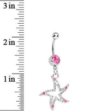 Load image into Gallery viewer, Pink Gem Silvery Starfish Dangle Belly Ring
