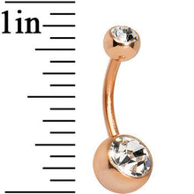 Load image into Gallery viewer, 14G 3/8 Double Gem Rose Gold Plated Belly Ring
